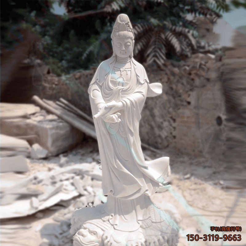 大理石石雕觀(guān)音像_企業(yè)小區保平安佛像
