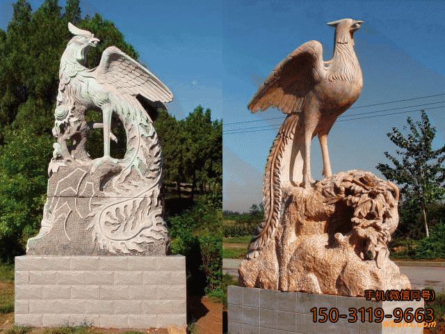 石雕鳳凰_城市動(dòng)物景觀(guān)雕塑