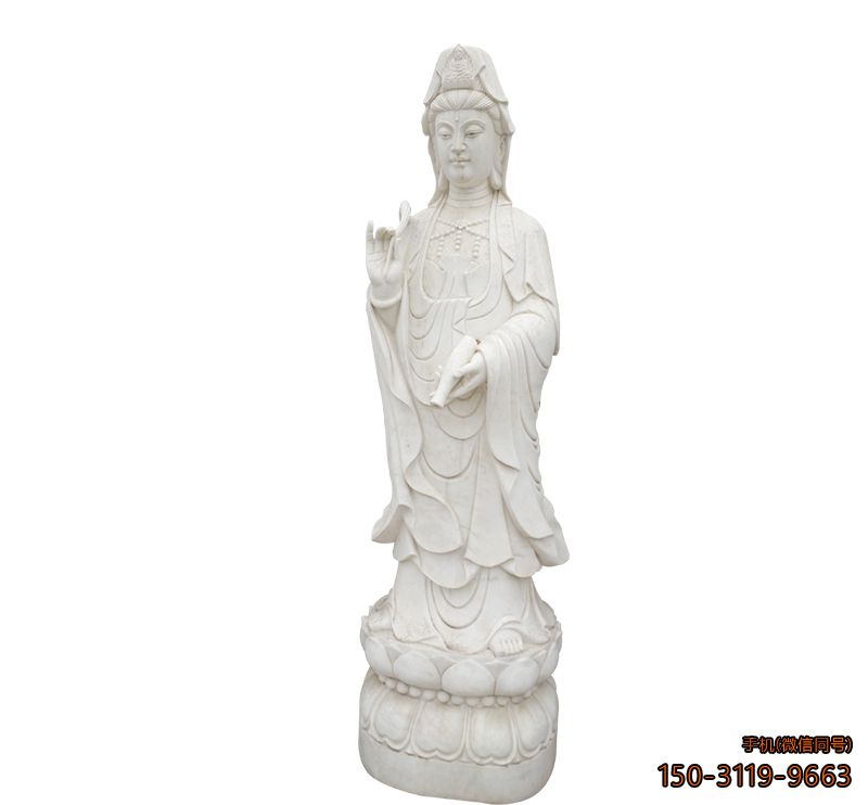 漢白玉觀(guān)世音菩薩_宗教菩薩佛像雕塑