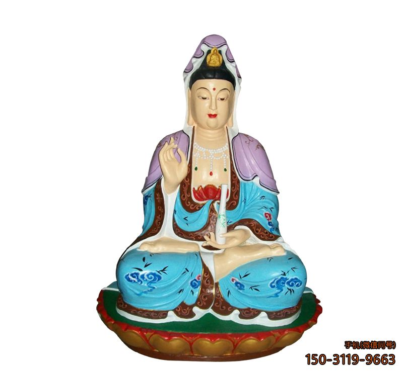 彩繪觀(guān)音菩薩_寺廟玻璃鋼觀(guān)世音披薩佛像
