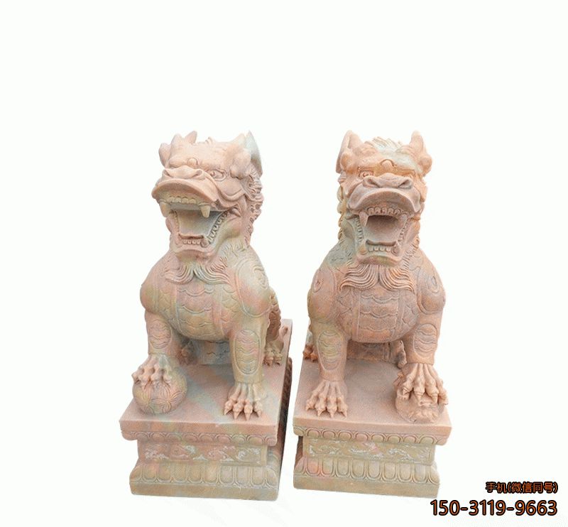 晚霞紅麒麟_城市小區門(mén)口動(dòng)物麒麟雕塑