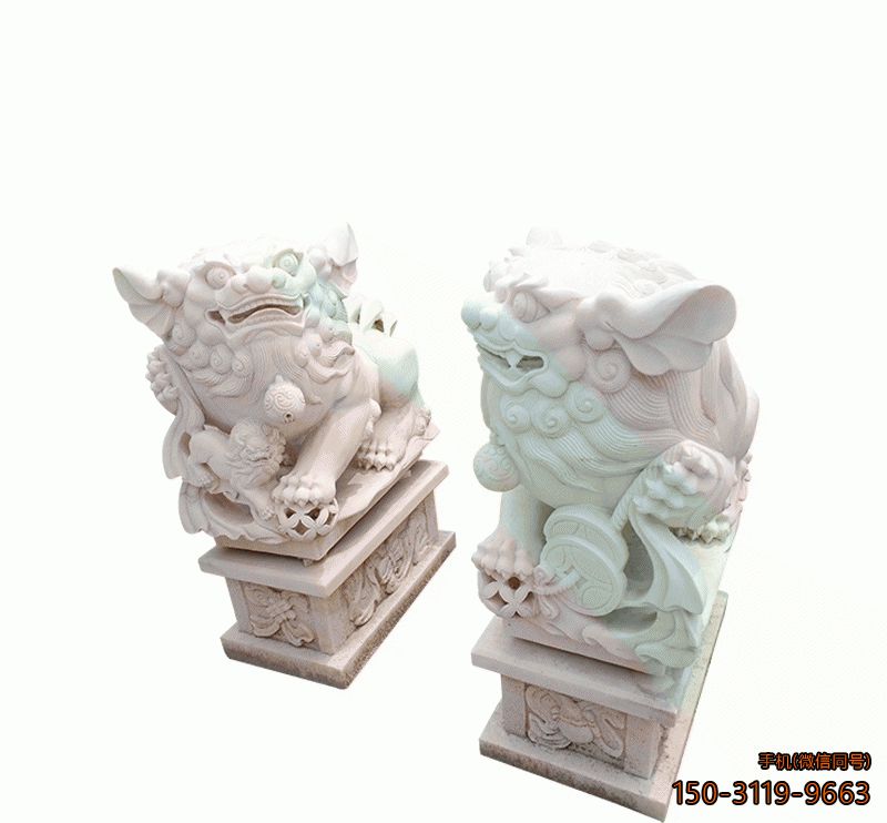 漢白玉獻錢(qián)獅_企業(yè)門(mén)口鎮宅招財動(dòng)物石雕雕塑