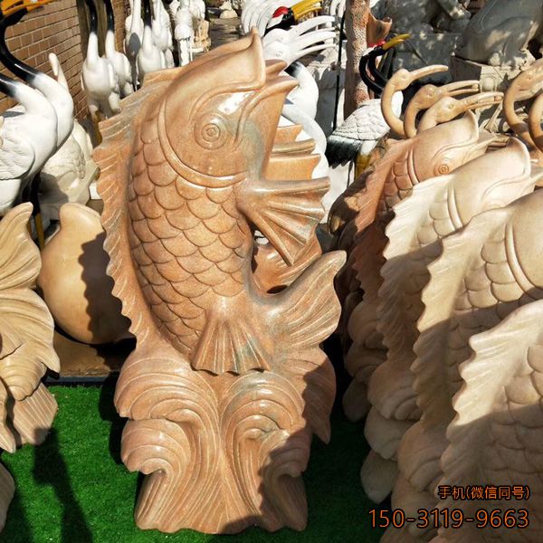 噴水鯉魚(yú)_景區景點(diǎn)小區晚霞紅動(dòng)物石雕雕塑