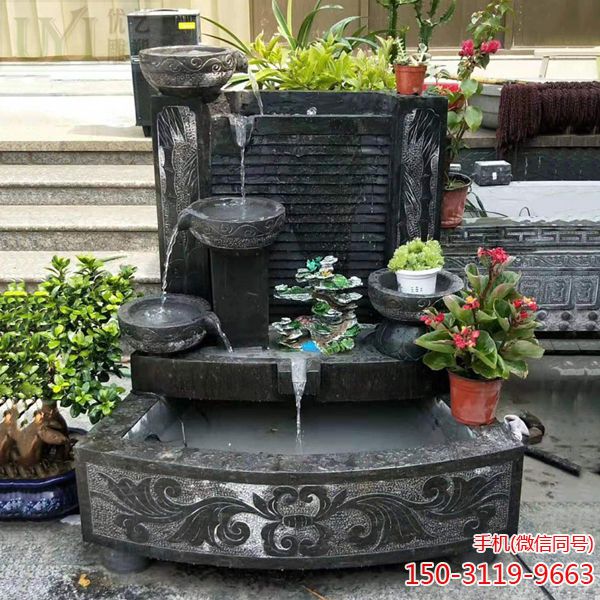 招財進(jìn)寶_中式仿古青石流水缽