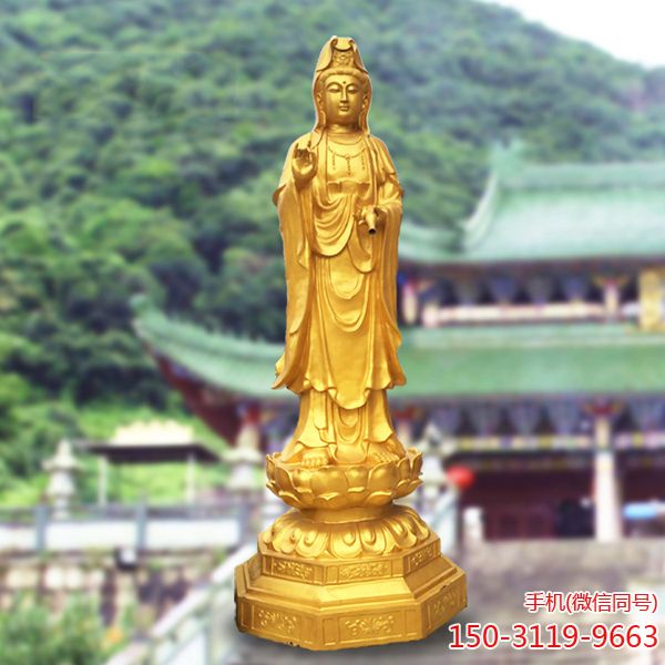 鎏金觀(guān)世音菩薩_佛寺廟宇供奉觀(guān)音佛像