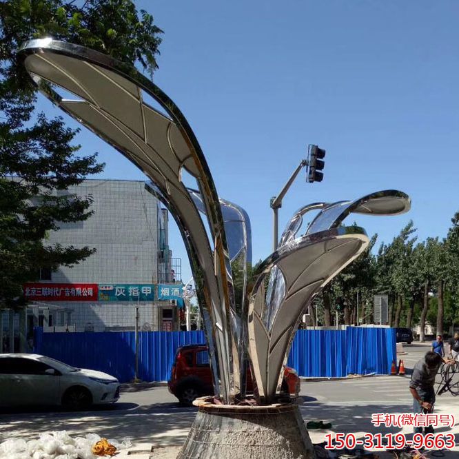 不銹鋼樹(shù)葉標識雕塑