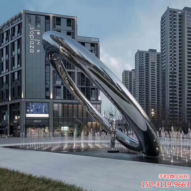 城市廣場(chǎng)不銹鋼環(huán)景觀(guān)雕塑