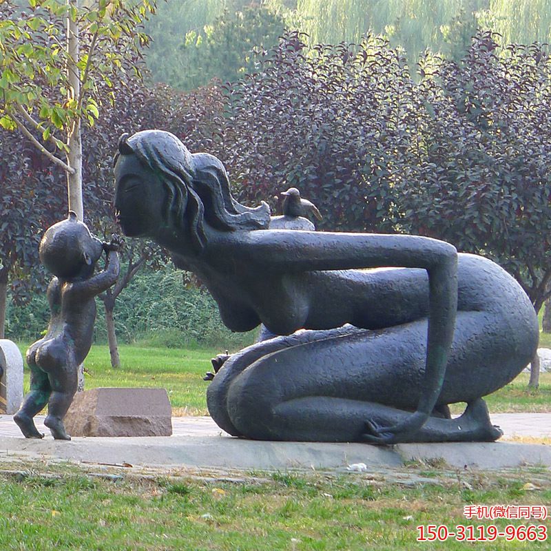 母子親情景觀(guān)銅雕雕塑