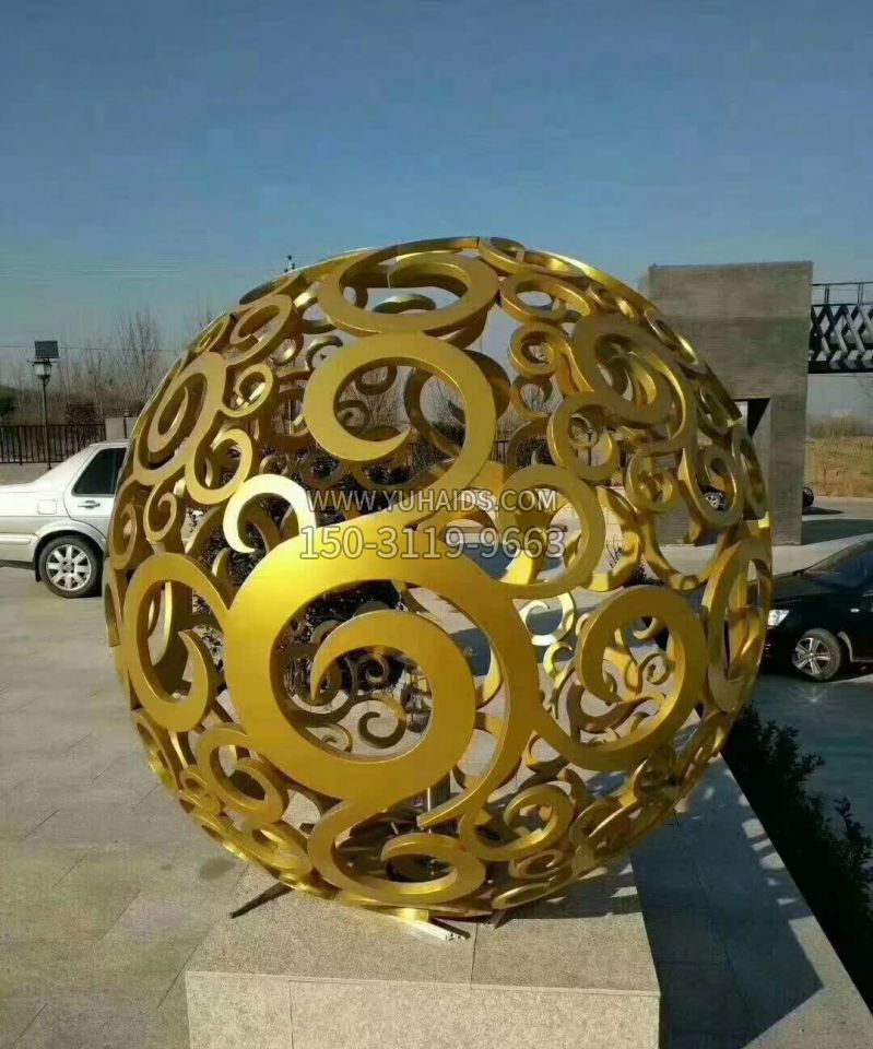 園林不銹鋼花紋球景觀(guān)雕塑