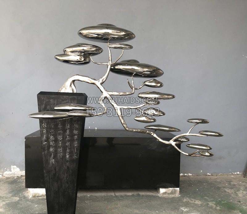 不銹鋼迎客松景觀(guān)雕塑 不銹鋼迎客松景觀(guān)雕塑