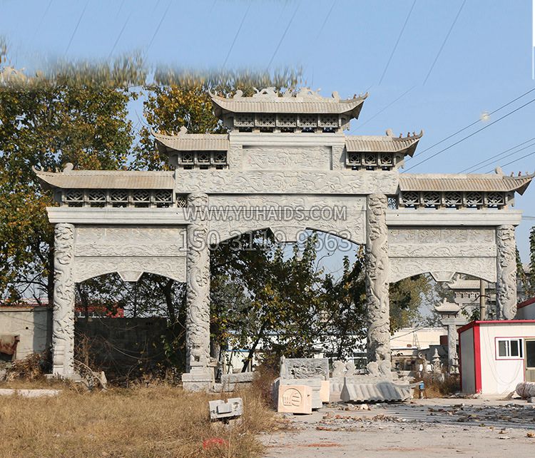 村鎮門(mén)口石雕山門(mén)牌坊