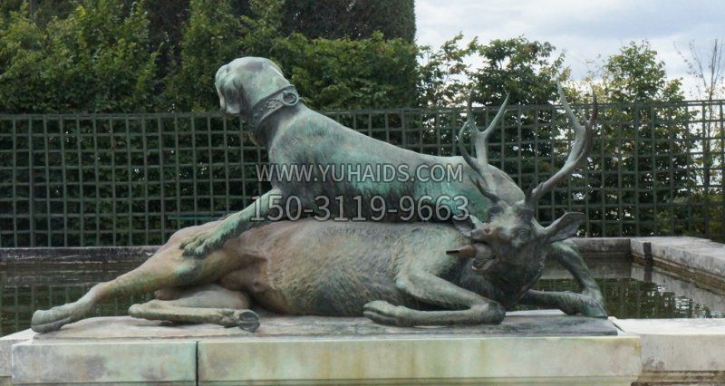 公園梅花鹿和狗動(dòng)物景觀(guān)銅雕 公園梅花鹿和狗動(dòng)物景觀(guān)銅雕