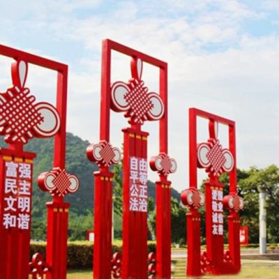 不銹鋼抽象中國結雕塑有什么寓意？