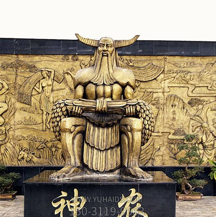 雕塑雕塑 中國神話(huà)傳說(shuō)人物五榖神農大帝玻璃鋼仿銅<a href=