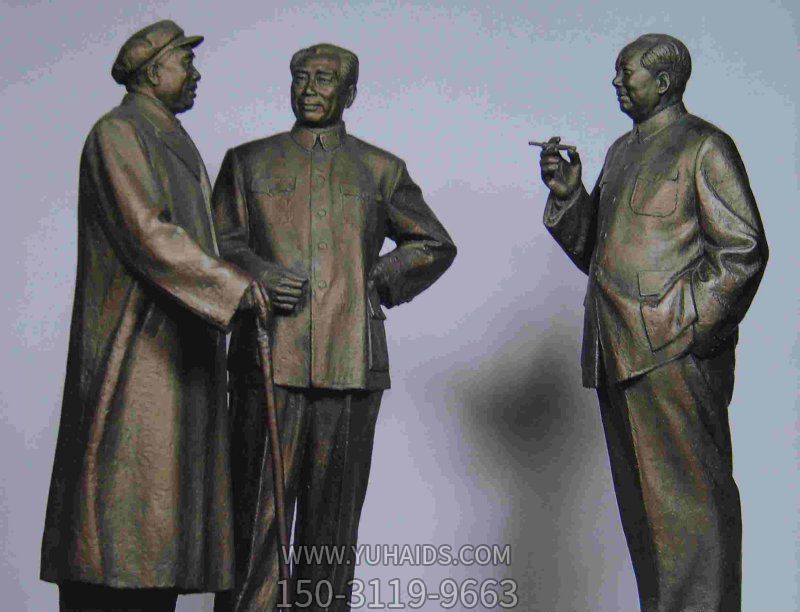 景區毛主席周恩來(lái)朱德偉人銅雕 毛澤東雕塑