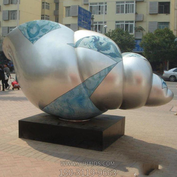 戶(hù)外大型不銹鋼彩繪小區園林海螺景觀(guān)雕塑