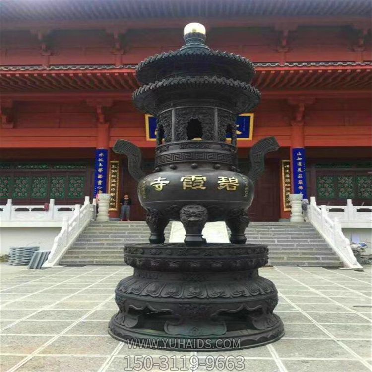 青銅古代創(chuàng )意寺廟香爐雕塑