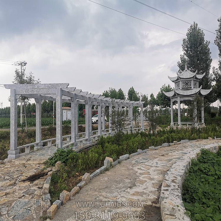 農村廣場(chǎng)石雕廊架葡萄架石涼亭長(cháng)廊雕塑