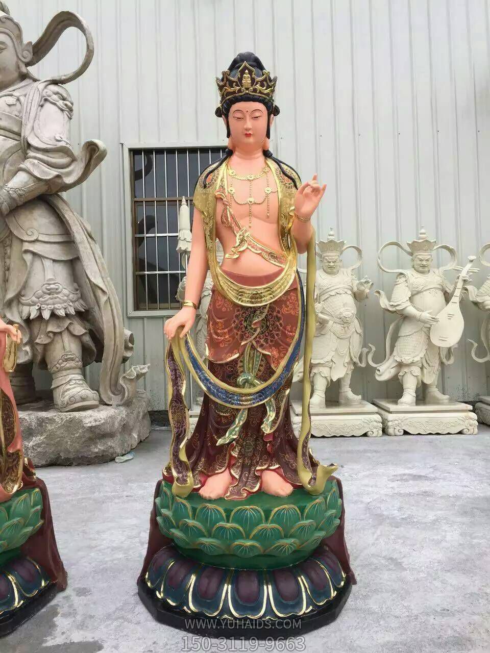 玻璃鋼彩繪創(chuàng )意玻璃鋼佛像三圣雕塑