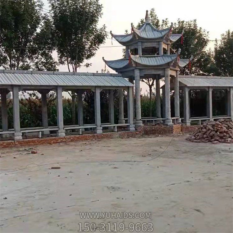 大理石雕刻仿古建筑長(cháng)廊涼亭公園擺件雕塑