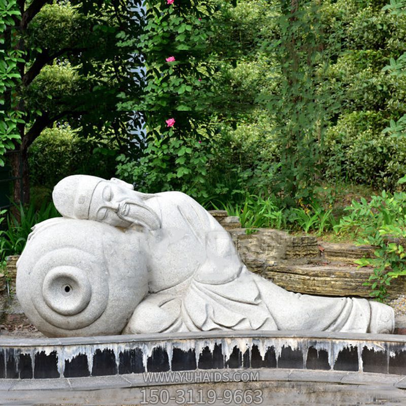 公園唐代詩(shī)人李白醉酒砂巖石雕景觀(guān)雕塑