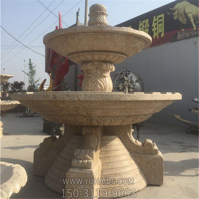  小區廣場(chǎng)景觀(guān)石雕流水黃銹石噴泉擺件雕塑