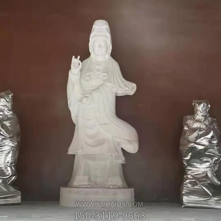 景區寺院擺放漢白玉雕刻觀(guān)音雕像雕塑