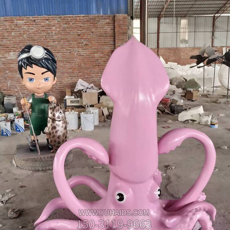 大型玻璃鋼仿真卡通章魚(yú)雕塑 戶(hù)外噴泉景觀(guān)雕塑