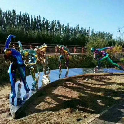 不銹鋼鏡面抽象運動(dòng)的人物景觀(guān)