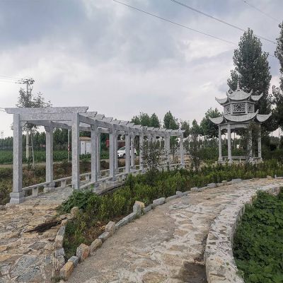 農村廣場(chǎng)石雕廊架葡萄架石涼亭長(cháng)廊