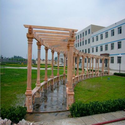 大理石晚霞紅園林小區擺放涼亭石長(cháng)廊
