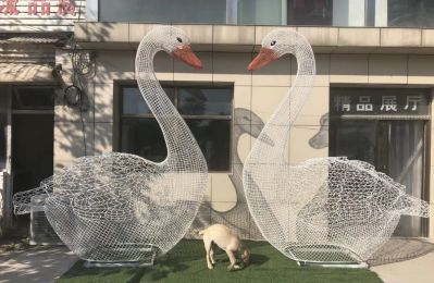 景區戶(hù)外不銹鋼鏤空天鵝雕塑