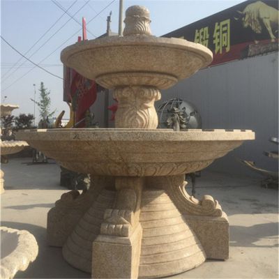  小區廣場(chǎng)景觀(guān)石雕流水黃銹石噴泉擺件