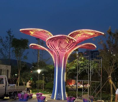 小區不銹鋼彩繪樹(shù)景觀(guān)擺件雕塑