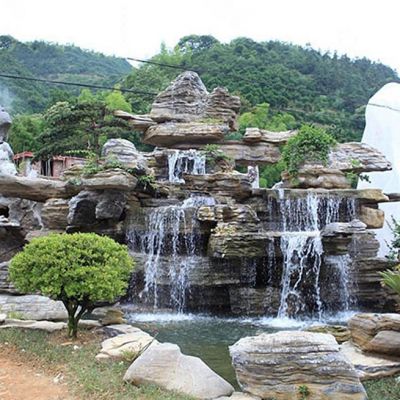 景區千層奇石假山水池景觀(guān)
