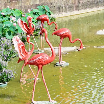 仿真火烈鳥(niǎo)，玻璃鋼仿生動(dòng)物雕塑
