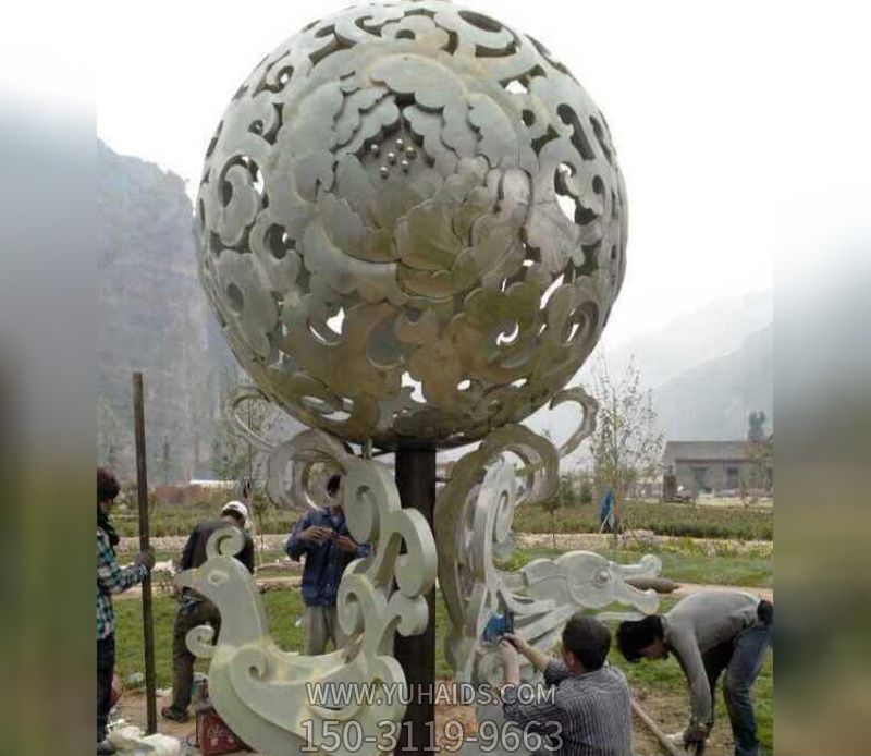 戶(hù)外不銹鋼鳳凰鏤空球雕塑