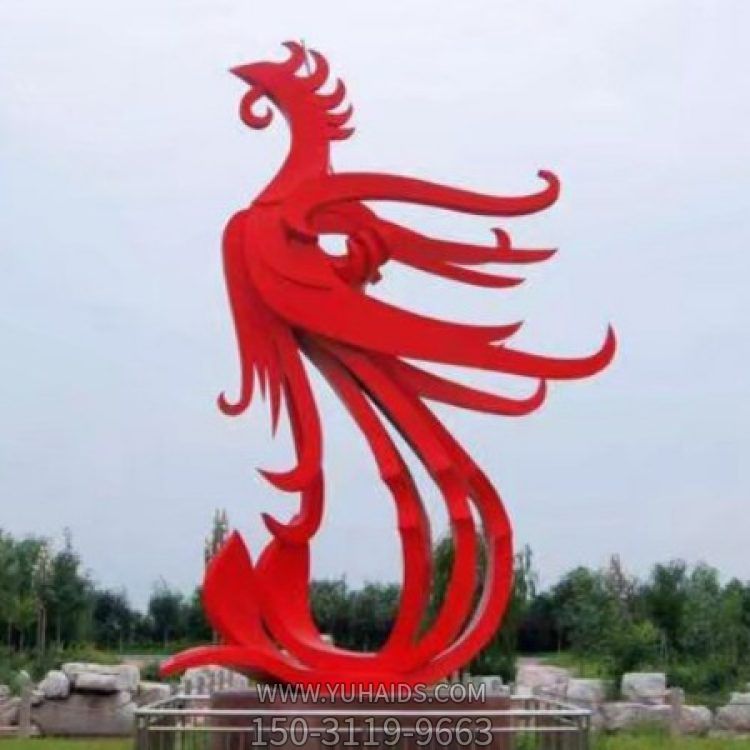 戶(hù)外廣場(chǎng)不銹鋼抽象園林景觀(guān)鳳凰擺件雕塑