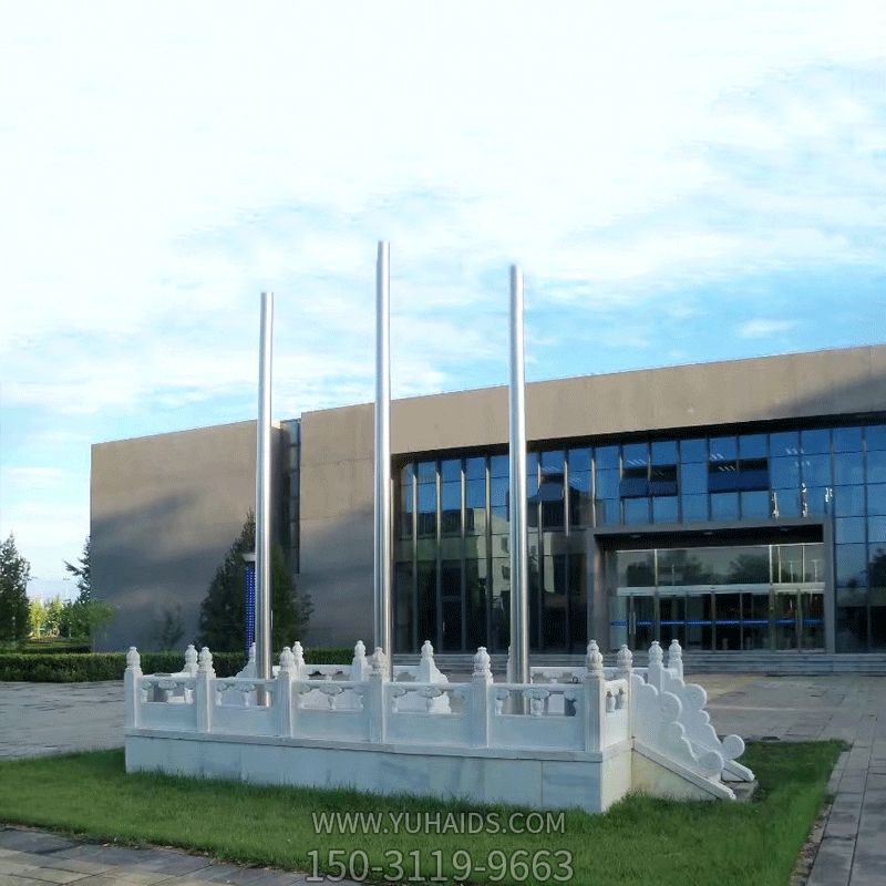 企業(yè)大型石雕廣場(chǎng)升旗臺雕塑