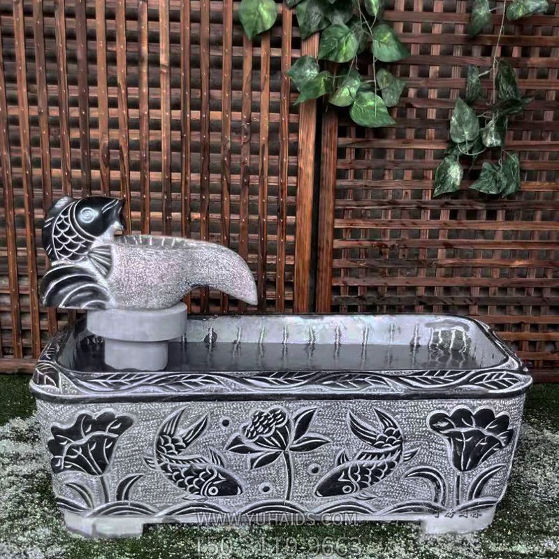 洗手盆別墅庭院戶(hù)外仿古石槽魚(yú)缸青石水槽流水養魚(yú)石槽花盆雕塑