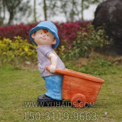 戶(hù)外仿真卡通可愛(ài)玻璃鋼田園裝飾品擺件花園娃娃雕塑