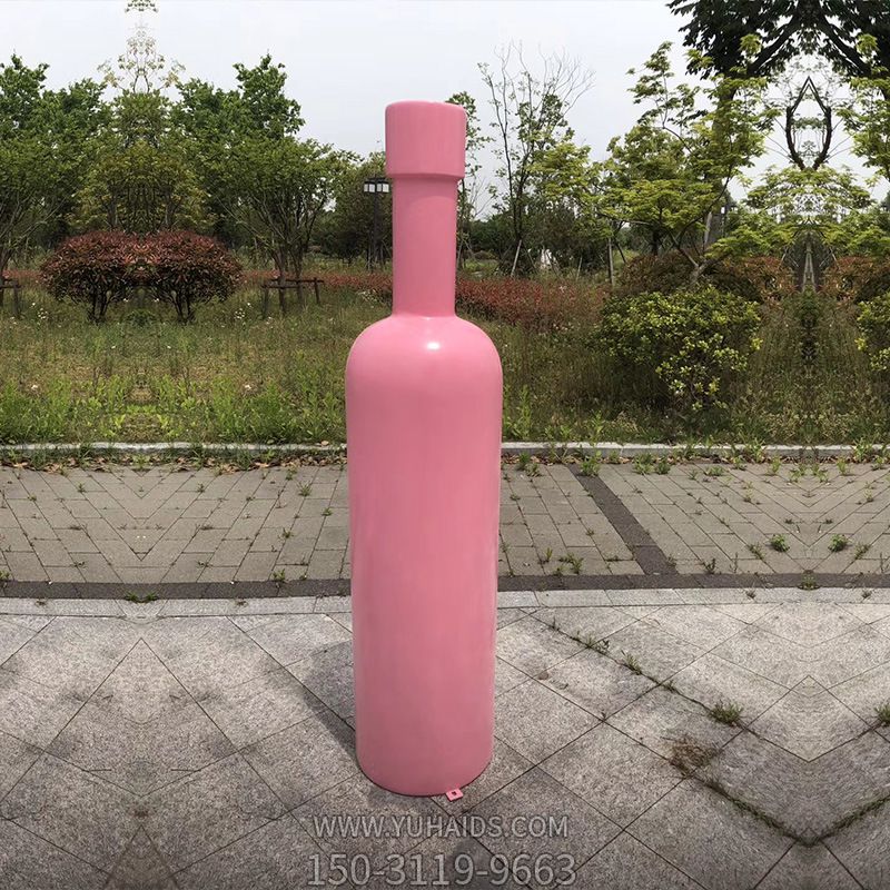 公園海邊創(chuàng )意玻璃鋼粉色瓶子雕塑