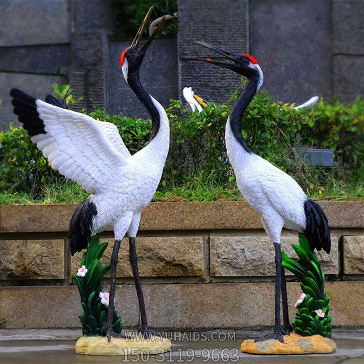 玻璃鋼仿真仙鶴戶(hù)外園林池塘動(dòng)物擺件雕塑