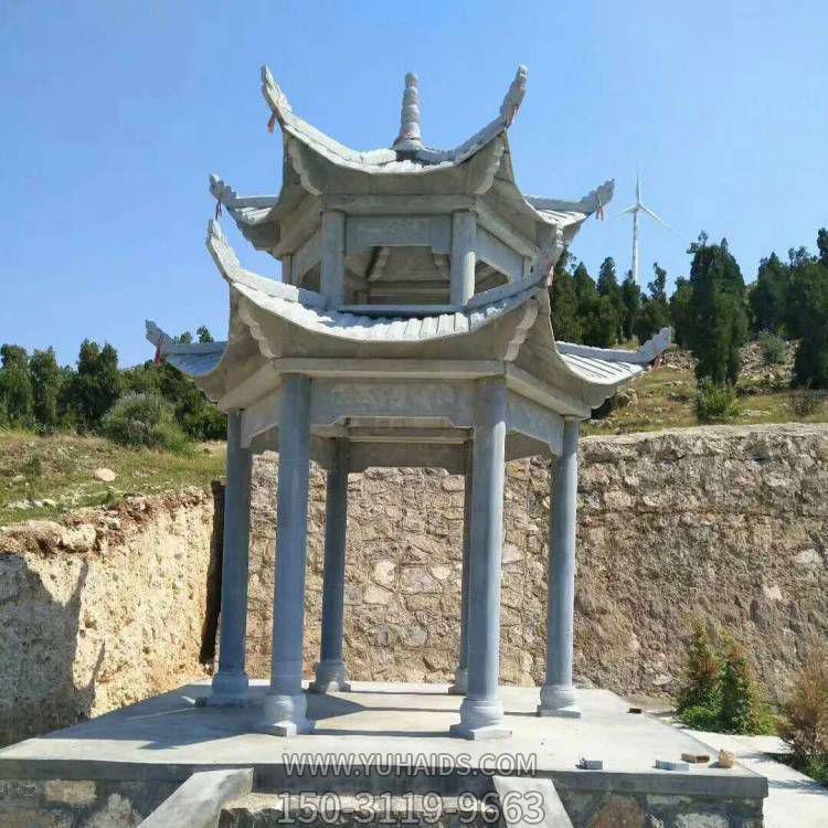 園林石雕涼亭雕刻樣式室外公園石亭子長(cháng)廊雕塑