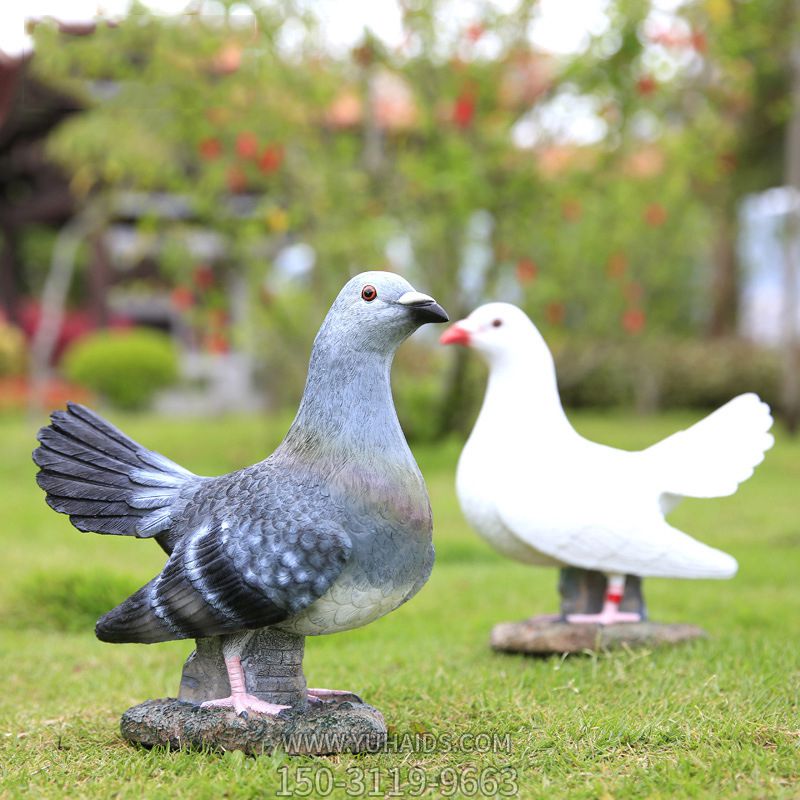 公園草坪創(chuàng )意童趣仿真動(dòng)物鴿子雕塑