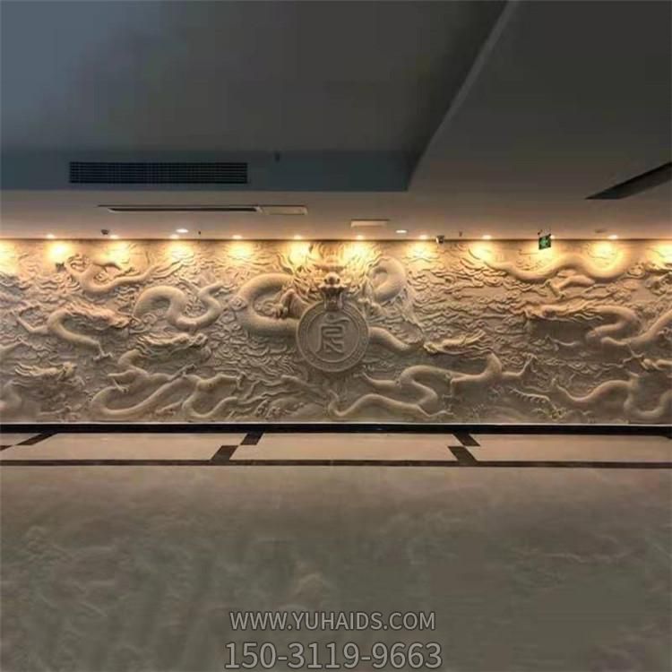 室內創(chuàng  )意大理石石雕浮雕龍影壁雕塑