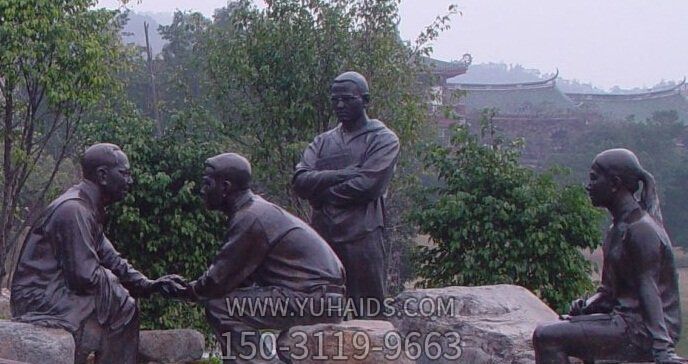 毛主席商談國事人物園林景觀(guān)銅毛澤東雕塑