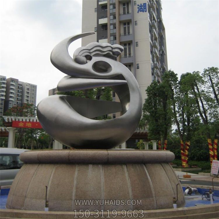 城市廣場(chǎng)不銹鋼抽象人物景觀(guān)水景擺件雕塑