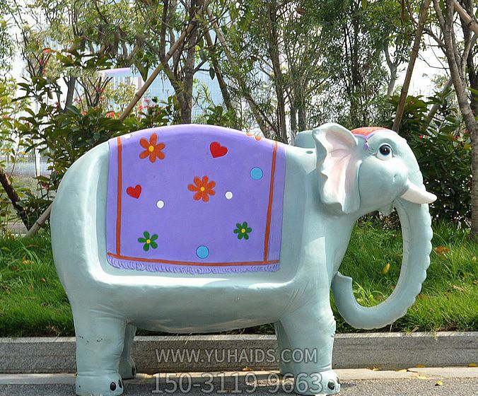 公園玻璃鋼彩繪創(chuàng )意座椅大象雕塑