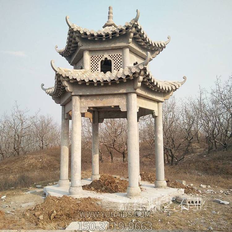 戶(hù)外大型中式石雕多層涼亭雕塑